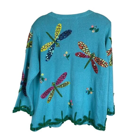 Design Options Dragon Flies Sweater Blue Fairycore Phillip Jane Gordon Size‎ M - Picture 5 of 8